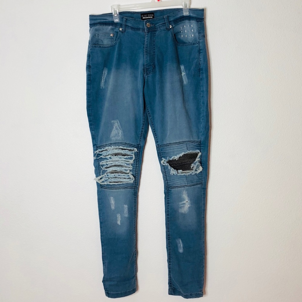 Alive Denim Destroyed Biker Jeans